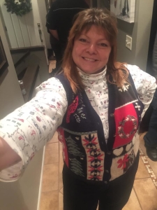 Member in holiday sweater