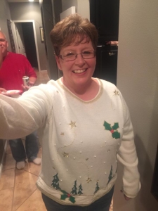 Member in holiday sweater